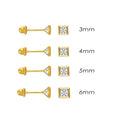 14 Karat Yellow Gold Screw Back Bezel Square CZ Stud Earrings | Silver Palace Inc.