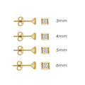 14 Karat Yellow Gold Push Back Bezel Square CZ Stud Earrings | Silver Palace Inc.