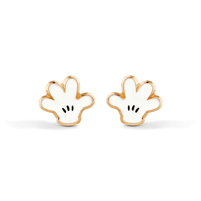 14 Karat White Enamel Gloves Screw Back Earrings - 14E00189