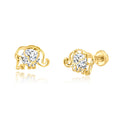 14 Karat Yellow Gold CZ Elephant Screw Back Earring | Silver Palace Inc.