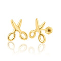 14 Karat Yellow Gold Scissors Stud Screw Back Earring | Silver Palace Inc.