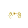 14 Karat Yellow Gold Hamsa Hand Star Of David Screw Back Stud Earrings | Silver Palace Inc.