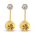 14 Karat Yellow Gold Diamond Cut Clear CZ Telephone Style 4mm Front Screw Lock Earrings - 14E00348