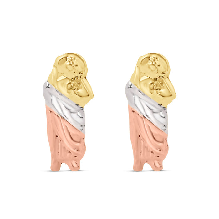 14 Karat Yellow Gold Three Tone St Jude Screw Back Earring - 14E00349