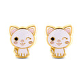 14 Karat Yellow Michi Cat Screw Back Earrings - 14E00351