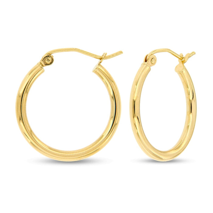 14 Karat Yellow Gold 2mm Wire Hoop Earrings - 14E00360