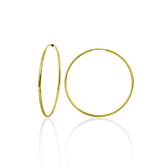 14 Karat Yellow Gold 1mm Wire Hoop Earrings - 14E00361