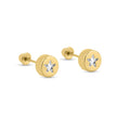 14 Karat Yellow Gold Round Star Clear Black Red or Pink CZ Screw Back Earrings - 14E00405