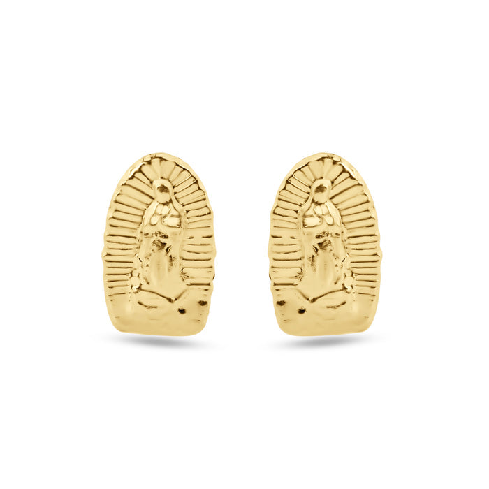 14 Karat Yellow Gold Our Lady of Guadalupe Screw Back Earrings - 14E00413