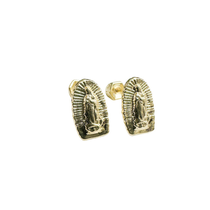 14 Karat Yellow Gold Our Lady of Guadalupe Screw Back Earrings - 14E00413