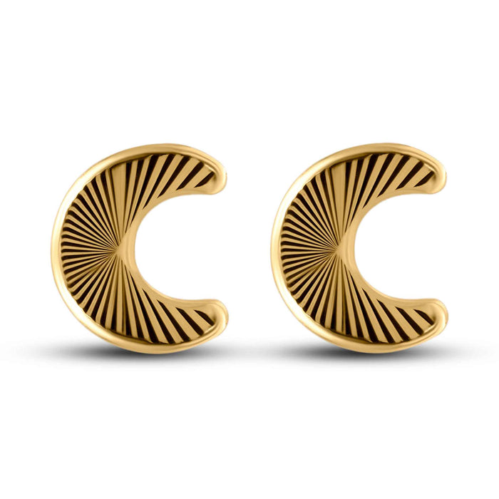 14 Karat Yellow Gold Moon Diamond Cut Screw Back Earrings - 14E00414