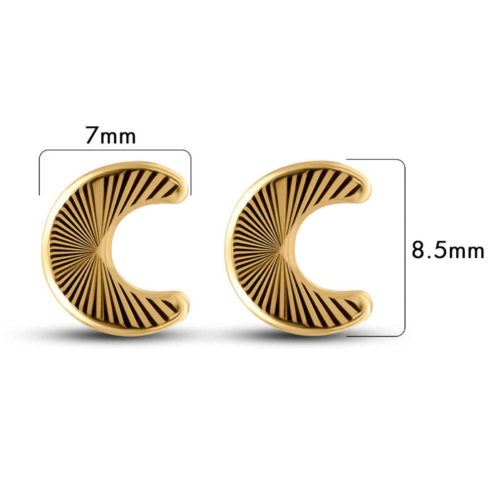 14 Karat Yellow Gold Moon Diamond Cut Screw Back Earrings - 14E00414