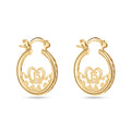 14 Karat Yellow Gold 18mm Quinceañera Clear CZ Hoop Earrings - 14E00416