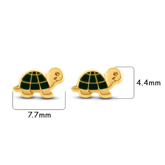 14 Karat Yellow Turtle Screw Back Earrings - 14E00421