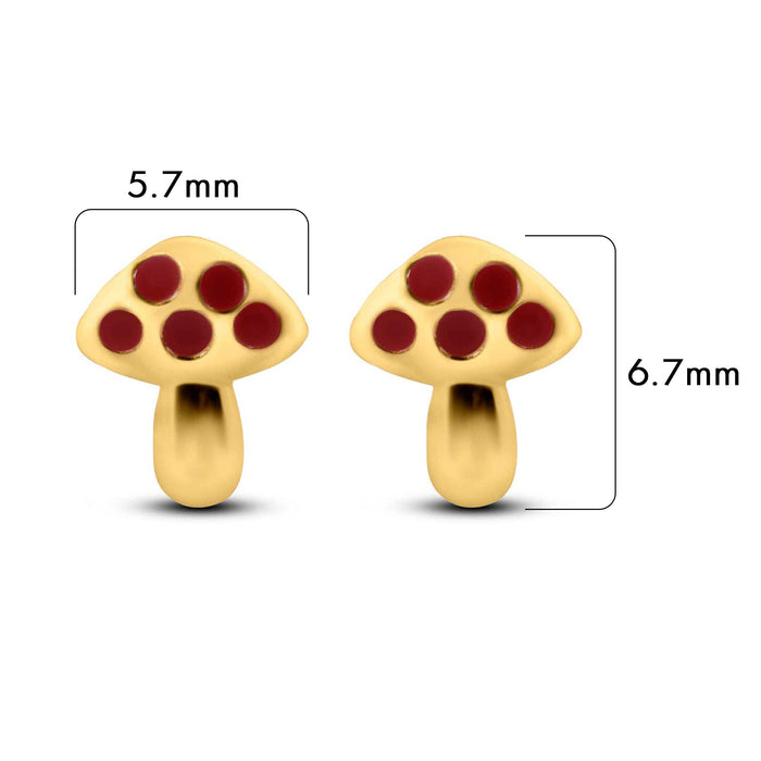 14 Karat Yellow Gold Mushroom Screw Back Earrings - 14E00422