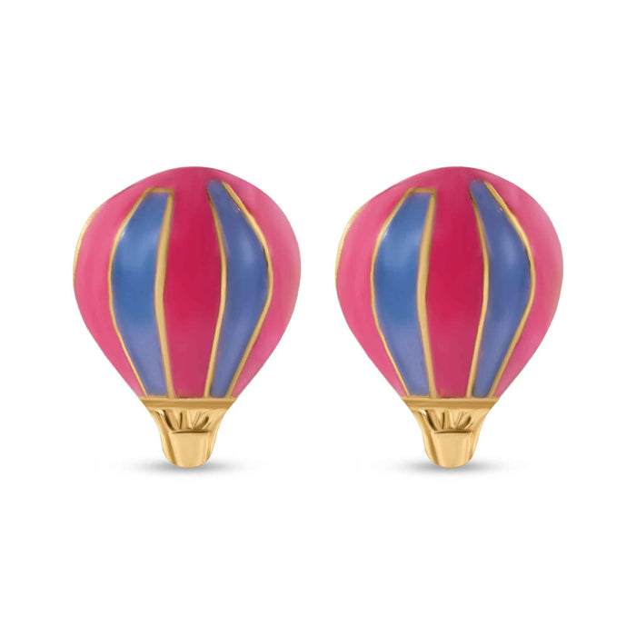 14 Karat Yellow Gold Hot Air Balloon Screw Back Earrings - 14E00423