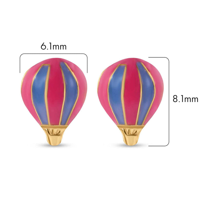 14 Karat Yellow Gold Hot Air Balloon Screw Back Earrings - 14E00423