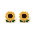 14 Karat Yellow Gold Sunflower Screw Back Earrings - 14E00425