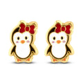 14 Karat Yellow Gold Penguin Screw Back Earrings - 14E00426