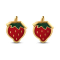 14 Karat Yellow Gold Strawberry Screw Back Earrings - 14E00427