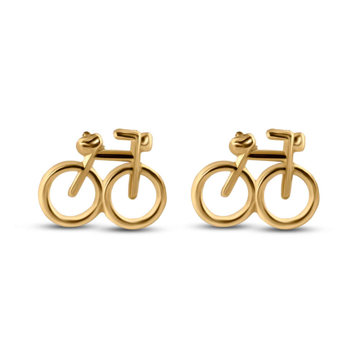 14 Karat Yellow Gold Bicycle Screw Back Earrings - 14E00428