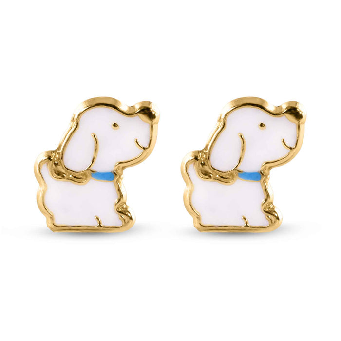 14 Karat Yellow Dog Screw Back Earrings - 14E00429