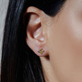 14 Karat Yellow Bee Black and Yellow Enamel Clear CZ Screw Back Earrings - 14E00432