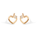 14 Karat Heart Silhouette Clear CZ Screw Back Earrings - 14E00437