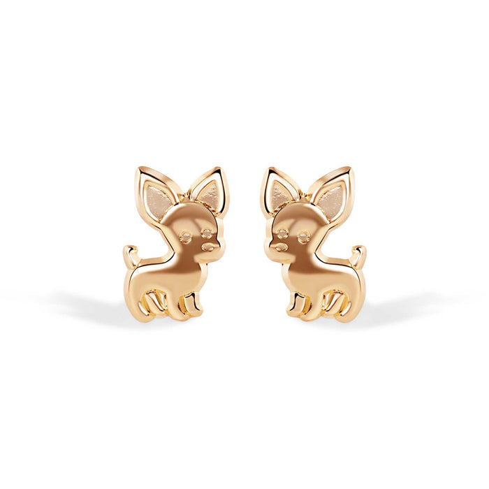 14 Karat Chihuahua Screw Back Earrings - 14E00438