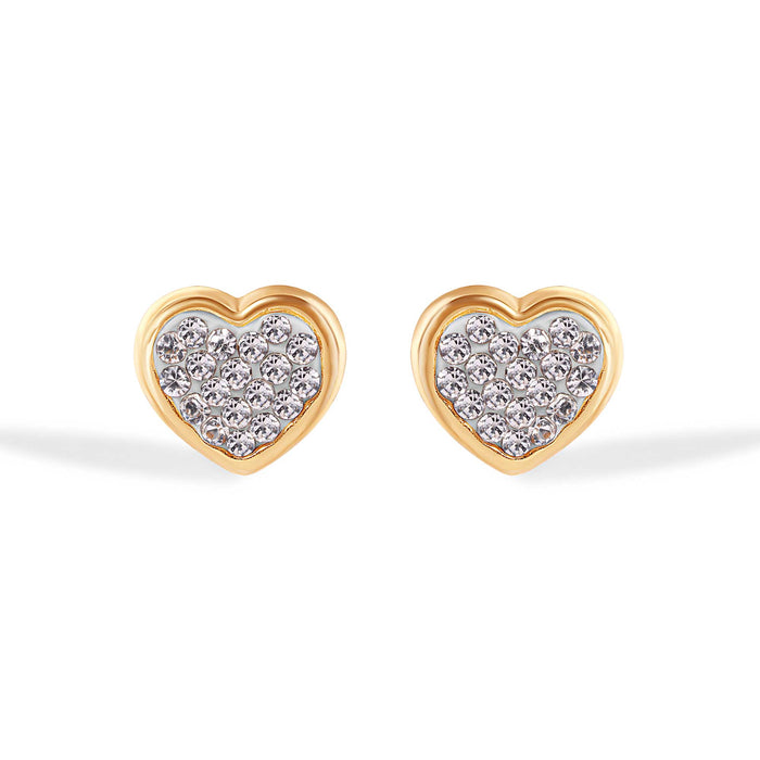 14 Karat Heart Clear CZ Screw Back Earrings - 14E00440