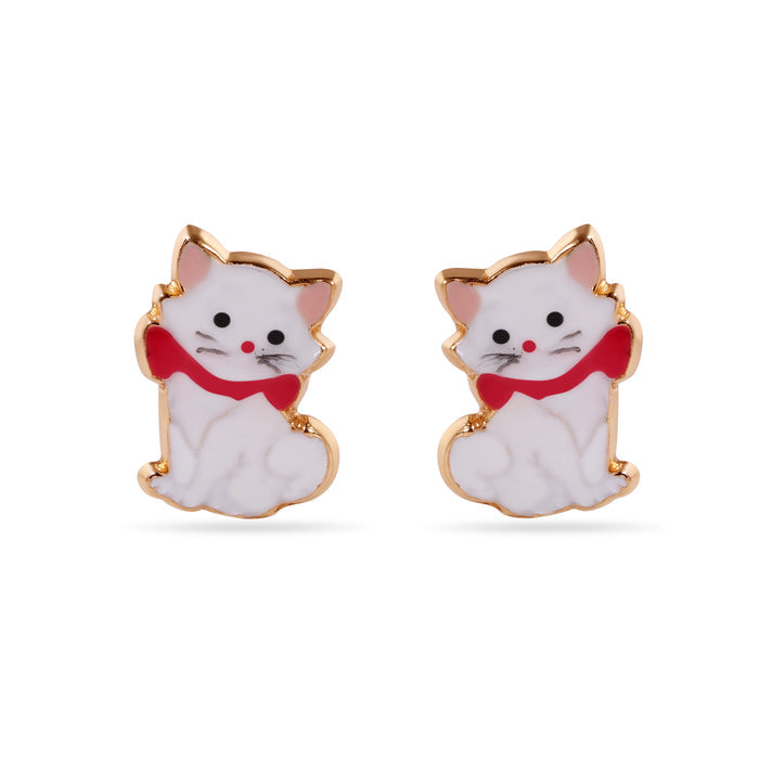 14 Karat Kitten Screw Back Earrings - 14E00441