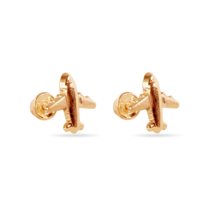 14 Karat Airplane Screw Back Earrings - 14E00442