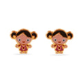 14 Karat Doll Enamel Screw Back Earrings - 14E00443
