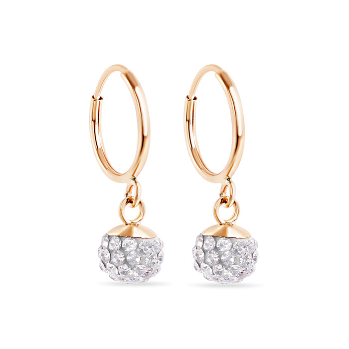 14 Karat Sphere Clear CZ 11mm Hoop Earrings - 14E00444