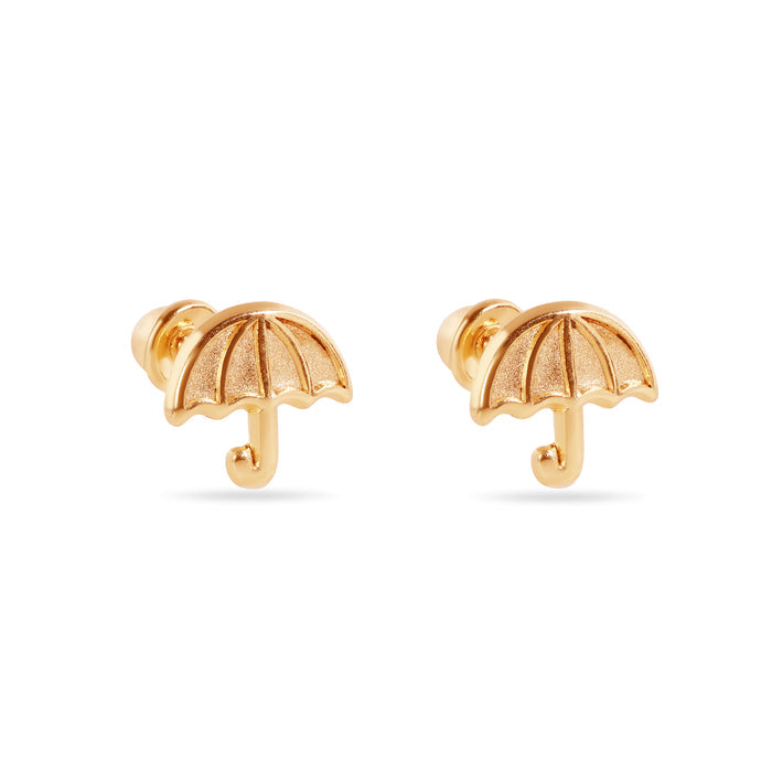 14 Karat Heart Umbrella Screw Back Earrings - 14E00446