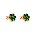 14 Karat Green Flower Enamel 8.5mm Clear CZ Screw Back Earrings - 14E00447-GREEN