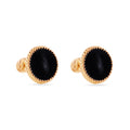 14 Karat Black Circular Enamel 8.3mm Screw Back Earrings - 14E00448-BLACK