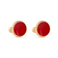 14 Karat Red Circular Enamel 8.3mm Screw Back Earrings - 14E00448-RED