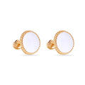14 Karat White Circular Enamel 8.3mm Screw Back Earrings - 14E00448-WHITE