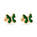 14 Karat Green Butterfly Enamel 8mm Screw Back Earrings - 14E00449-GREEN