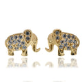 14 Karat Yellow Gold Elephant Clear CZ 8mm x 7mm Screw Back Earring - 14E00463