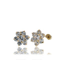 14 Karat Yellow Gold Flower Clear CZ 7.6mm Screw Back Earring - 14E00467-CLR