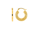 14K Gold Small Greek Key Hoop Earring