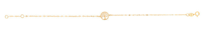 14K Gold Tree of Life on Mirror Chain Bracelet