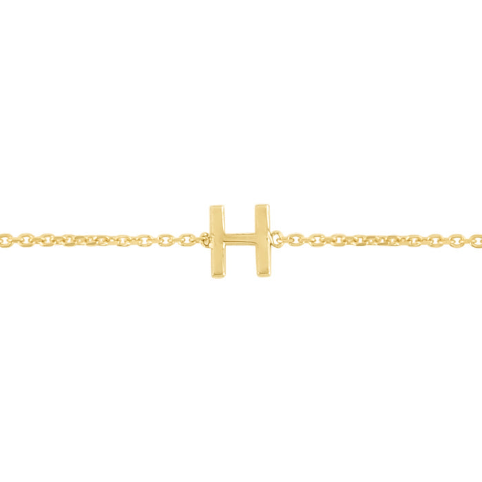 14K Mini Initial H Bracelet