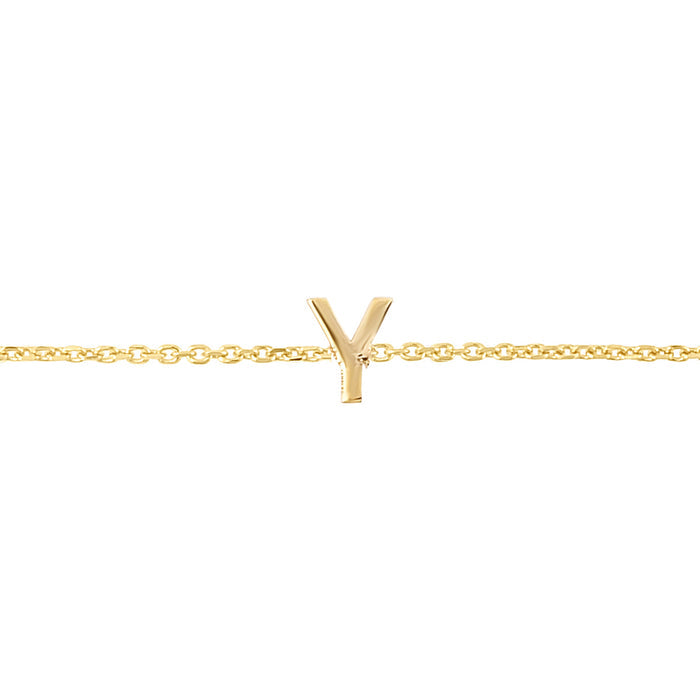 14K Mini Initial Y Bracelet