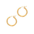 14K Yellow Gold Diamond Cut & Polished Design Hoop Earring