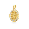 14 Karat Yellow Gold Oval Diamond Cut CZ Guadalupe Pendant | Silver Palace Inc.