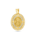 14 Karat Yellow Gold Oval Diamond Cut Filigri CZ Guadalupe Pendant | Silver Palace Inc.