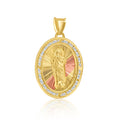 14 Karat Yellow Gold 3 Tone Diamond Cut CZ St Jude Pendant | Silver Palace Inc.